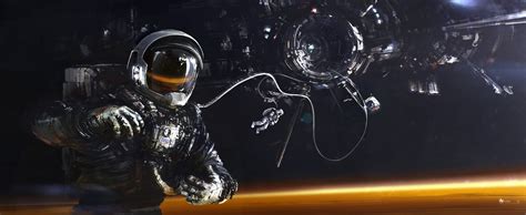 Wallpaper Artwork Science Fiction Astronaut Space Station