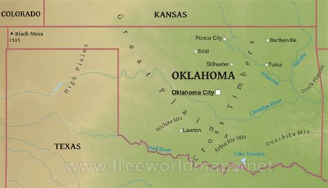 Physical Map Of Oklahoma