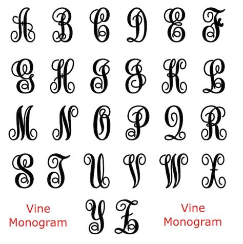 Font Monogram Vine Letters Svg Eps Dxf Png Cut File For