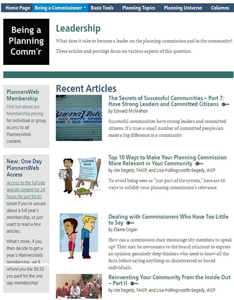 Screenshot Leadership Articles Plannersweb