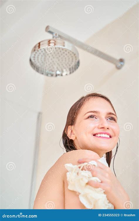 picture of happy girl taking shower stock image image of cleansing bodycare 234555323