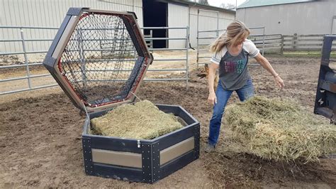 For the indoor racks we decided to try an idea that included supplies that we already owned most of. DIY HDPE Hexagon hay feeder - YouTube