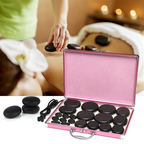 ราคา 20x Professional Set Of Hot Basalt Stone Massage Therapy With Heating Box Kit Black Intl