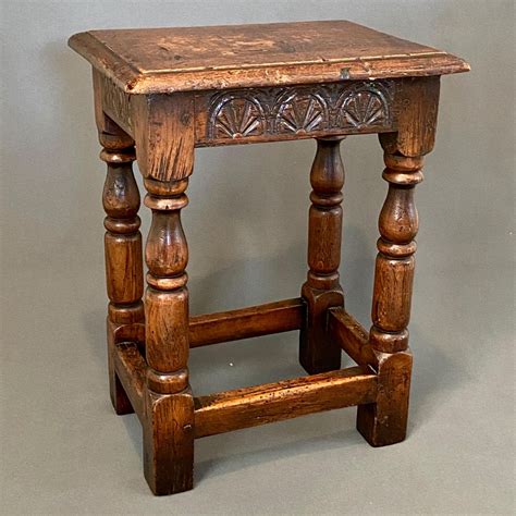 19th Century Carved Oak Joint Stool Antique Tables Hemswell Antique