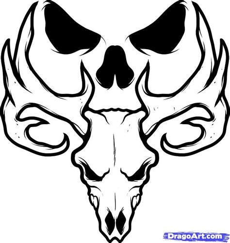 How To Draw A Deer Skull Deer Skull Tattoo Step By Step Drawing