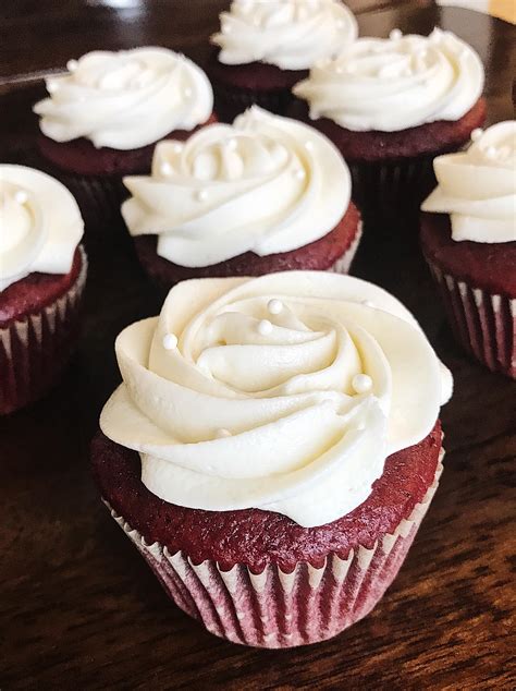 Homemade Red Velvet Cupcakes With Cream Cheese Frosting Food