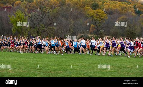 Runners Compete At The Cross Country District Meet Stock Photo Alamy