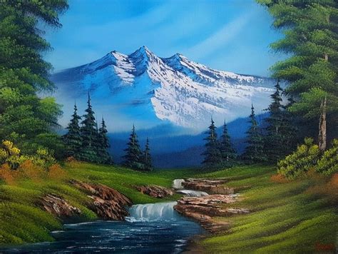 Bob Ross Mountain Hideaway Redux Oil 18x24 Canvas In 2020 Beautiful