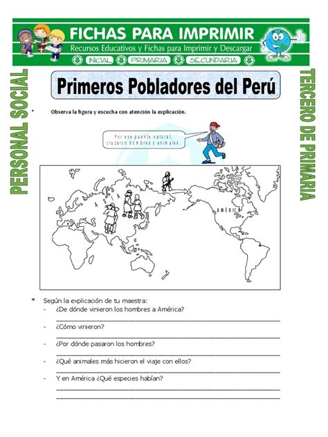 Ficha Primeros Pobladores Del Peru Para Tercero De Primaria Pdf