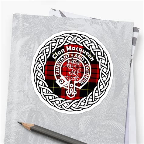 Macqueen Scottish Clan Surname Last Name Tartan Crest Badge Sticker