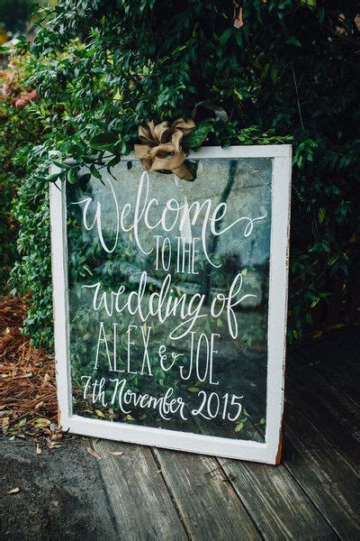 Ornate framed mirrors bearing pretty calligraphy have been popping up at ceremonies and receptions mirrors have multiple purposes on your wedding day. 25 Awesome Wedding Welcome Signs to Rock! - Page 2