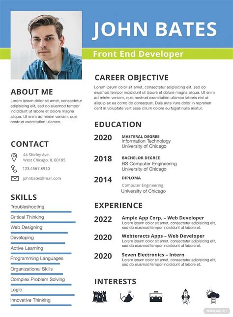 Front End Developer Resume Template Word Apple Pages Publisher