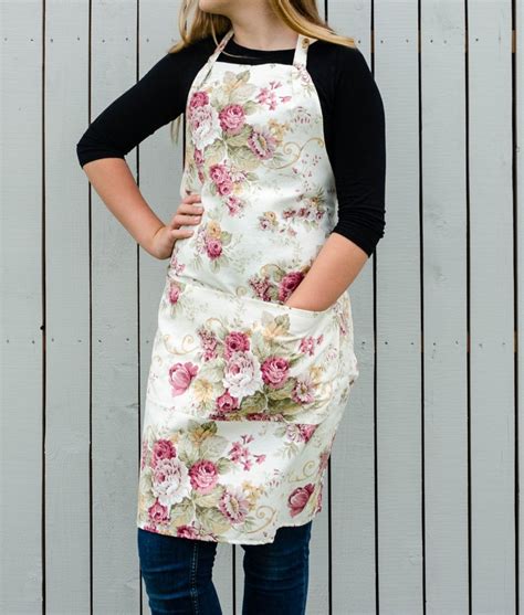 Aprons For Women Roses Print Floral Apron For Woman With Etsy