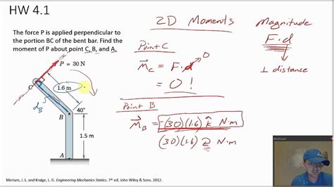 Statics Moment In 2d Example Problem Youtube
