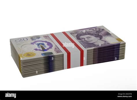 Pile Piles Of Uk Money Stack Stacks Of British Polymer £20 Notes Bundle