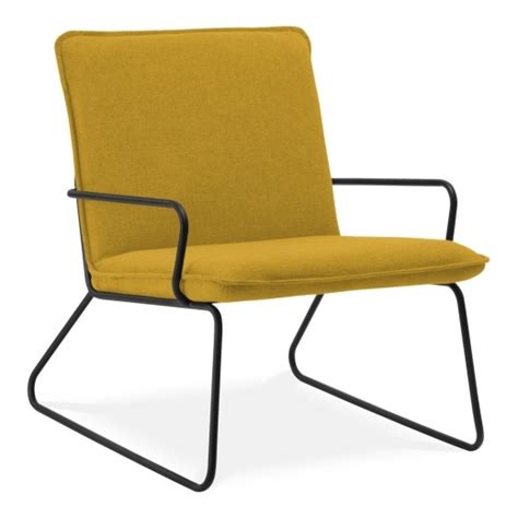Modern arm chair mounted on wooden frame and reinforced with solid supports. Mustard Wool Upholstered Freya Lounge Armchair | Modern ...