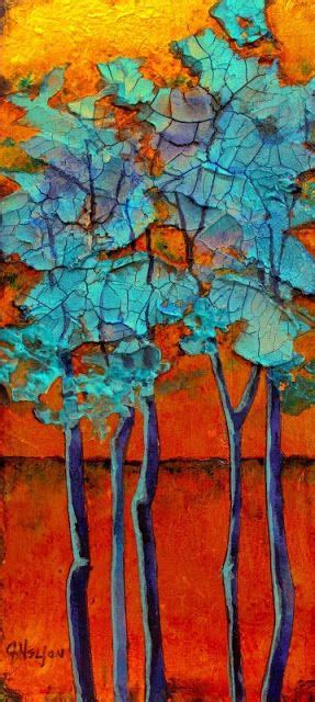 Blue Grove 2 Mixed Media Tree Painting © Carol Nelson