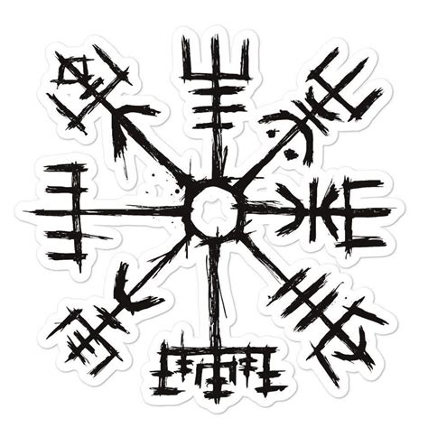 Viking Compass Vegvisir Ink Drawing Runes Talisman Bubble Free Etsy