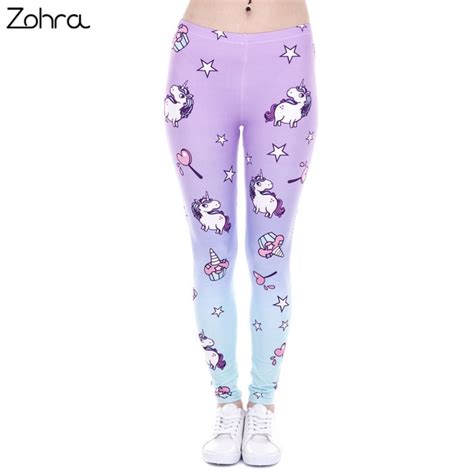 Zohra Brand New Fashion Women Leggings Unicorn And Sweets Printing Leggins Fitness Legging Sexy