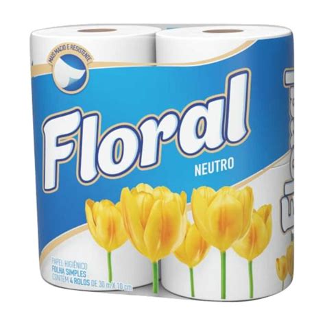 Papel Higiênico Floral Neutro Com 4 Unidades De 30 Metros