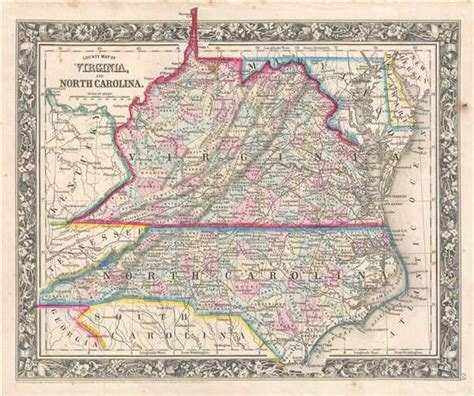 North Carolina And Virginia County Map