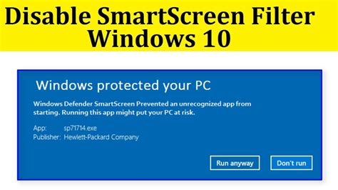 How To Disable Smartscreen Filter In Windows 10881 Youtube