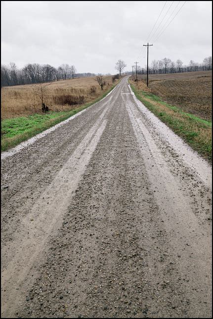 Gravel Road On A Rainy Morning In Rural Dekalb County Indiana