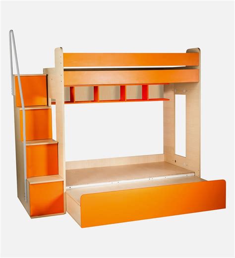 Buy Multi Flexi Bunk Bed In Orange Colour With Hydraulic Storage By Yipi Online Online Bunk