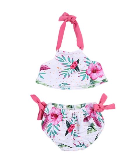 Crianças Meninas Do Bebê Floral Halter Bikini Set New Verão Meninas