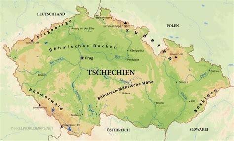 Ostrau, olmütz, brünn, budweis, pilsen, karlsbad, reichenberg nachbarstaaten: Karte von Tschechien - Freeworldmaps.net