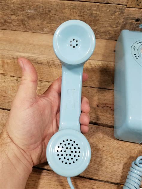 Retro Vintage Rotary Dial Baby Blue Wall Phone Good Shape Untested