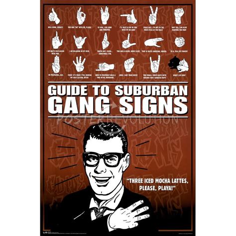 Suburban Gang Signs Chart Art Poster Print 24x36 Gang Signs