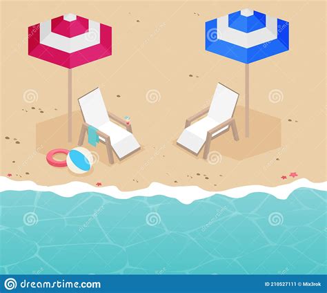 Summer Holidays Vector Illustrationflat Design Beach Stock Vector