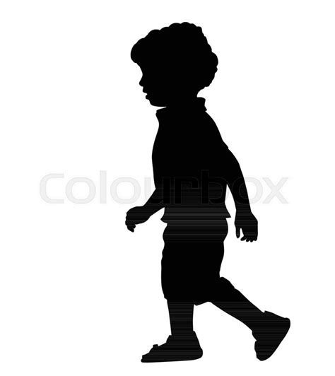 A Little Boy Silhouette On White Stock Vector