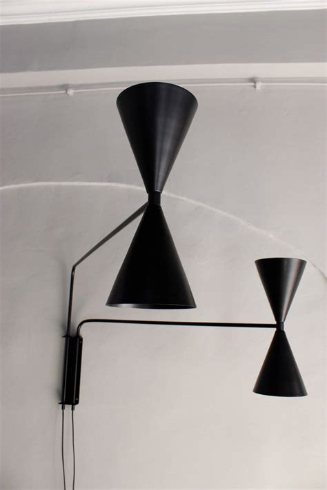 French Modern Serge Mouille Style Rotating Arm Wall Lamps 2 Arms Black