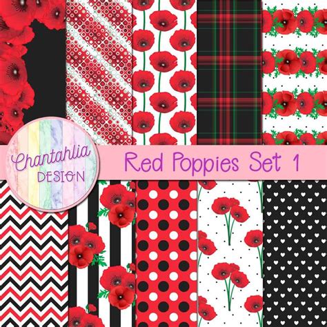Free Red Poppies Digital Papers