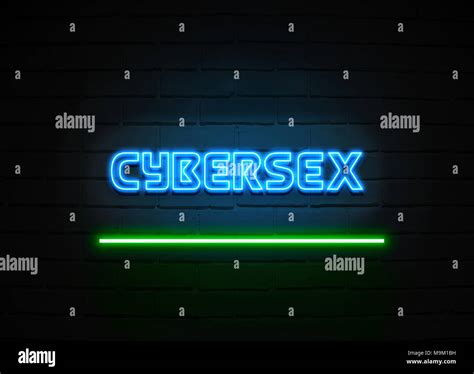 Cybersex Neon Sign Glowing Neon Sign On Brickwall Wall 3d Rendered Royalty Free Stock