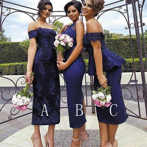 Navy Blue Knee Length Bridesmaid Dresses