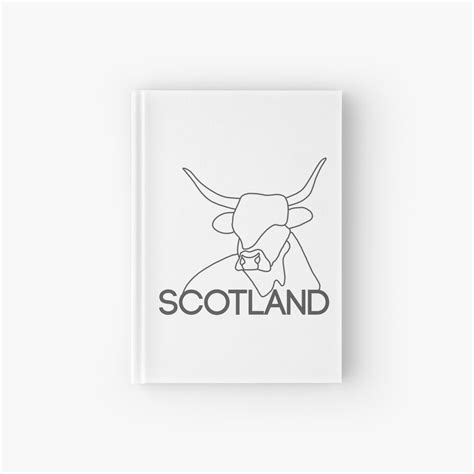 Scottish Highland Cow Continuous Line Drawing Grey Hardcover Journal By Macpean Redbubble