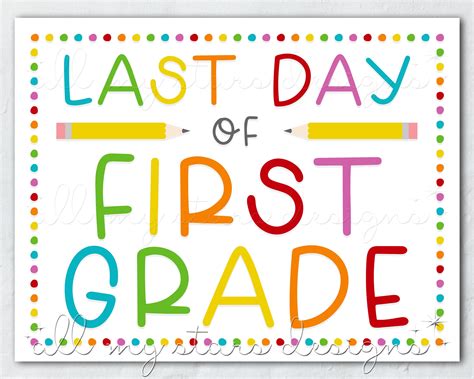 Printable Last Day Of First Grade Sign Instant Download Etsy Eighth