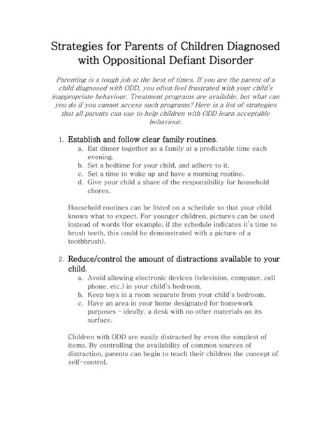 Strategies For Parents Of Children Diagnosed With Oppositional Defiant
