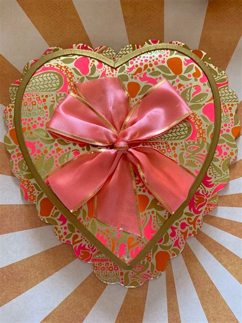 Vintage Valentines Day Candy Box 1960s Psychedelic Pink And Gold