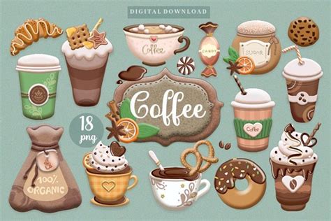 Digital Clipart Coffee And Sweets