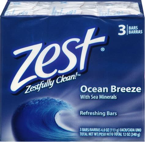 Zest Refreshing Bar Soap Ocean Breeze With Sea Minerals 4 Oz 3 Ea