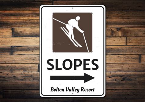 Slopes Arrow Sign Personalized Skier Valley Ski Resort Name Etsy