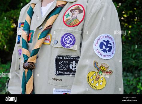 Scouts Uniform With Badges Neckerchief Germany Europe Stock Photo