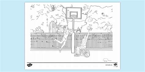 Basketball Court Colouring Page Colouring Sheets Twinkl