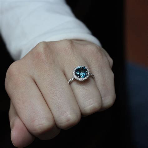 London Blue Topaz Engagement Ring Diamond Side By Serenadediamonds London Blue Topaz