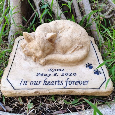 Cat Memorial Stones With A 3 D Cat Pet Memorial Stones Garden Etsy