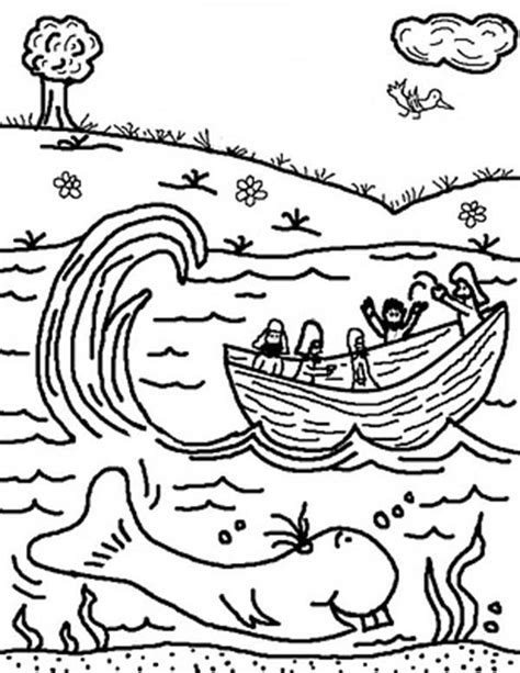 A Boat And Whale In Jonah And The Whale Coloring Page Netart